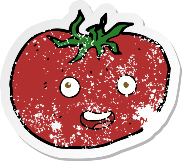 Bir insan tarafından çizilmiş bir domatesin gerilimli çıkartması.