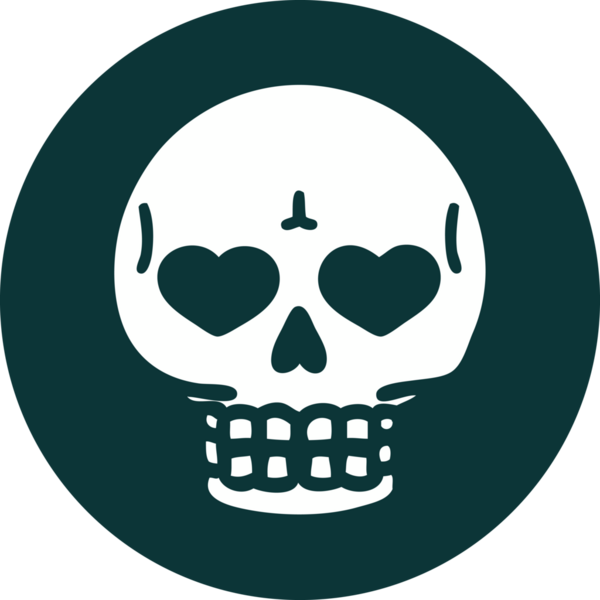 Bir insan tarafından çizilmiş bir kafatasının ikonik dövme şekli