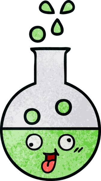 Bir insan tarafından çizilmiş bir test tüpünün retro grunge desen karikatürü