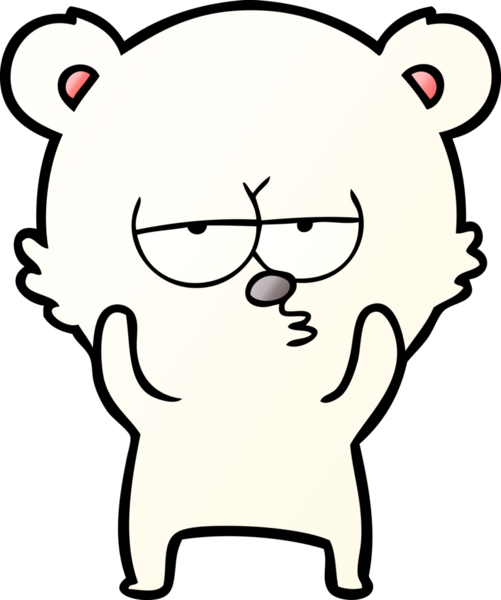 Bir insan tarafından çizilmiş sıkılan kutup ayısı çizgi filmi.