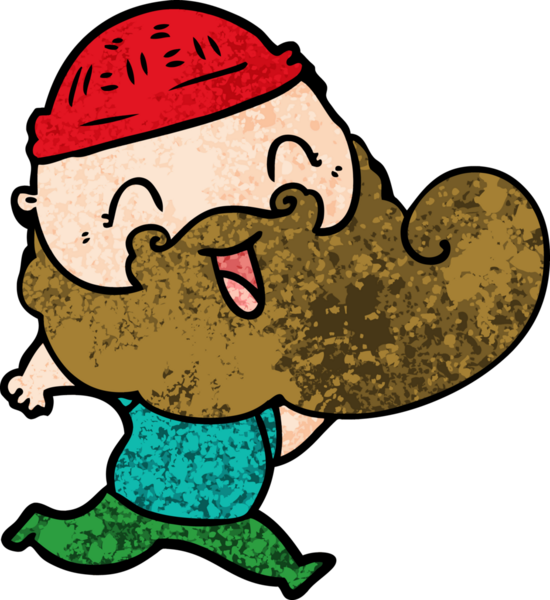 Bir insan tarafından çizilmiş mutlu sakallı adam.