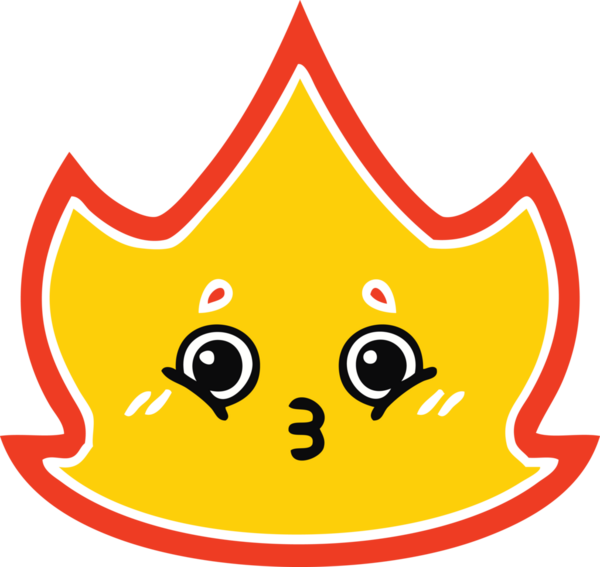 Bir insan tarafından çizilen ateşin düz renkli retro karikatürü