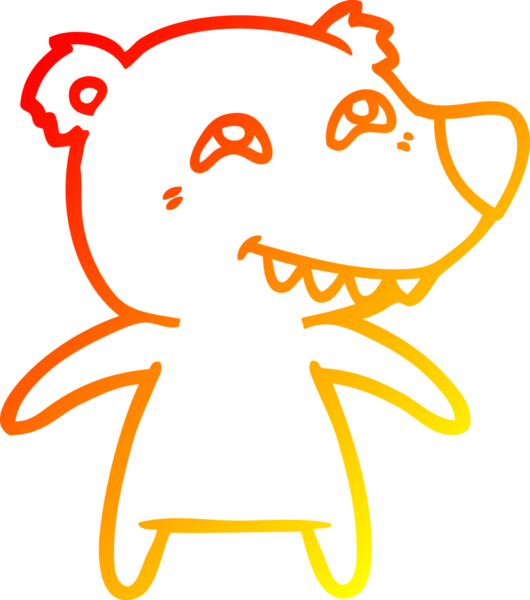 Bir insan tarafından çizilmiş dişleri gösteren çizgi film ayısının sıcak çizgi çizimi