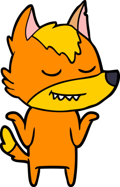 Bir insan tarafından çizilmiş tilki çizgi film karakteri