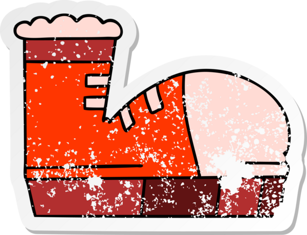 Bir insan tarafından çizilmiş garip bir el çizimi spor ayakkabısının sıkıntılı çıkartması.