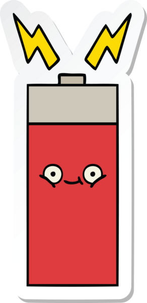 Bir insan tarafından çizilmiş şirin bir karikatür aküsünün çıkartması.