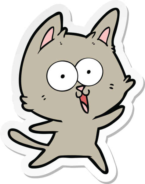 Bir insan tarafından çizilmiş komik bir çizgi film kedisinin çıkartması.