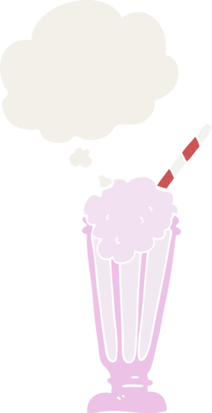 Düşünce baloncuklu karikatür milkshake 'i bir insan tarafından çizilmiş.