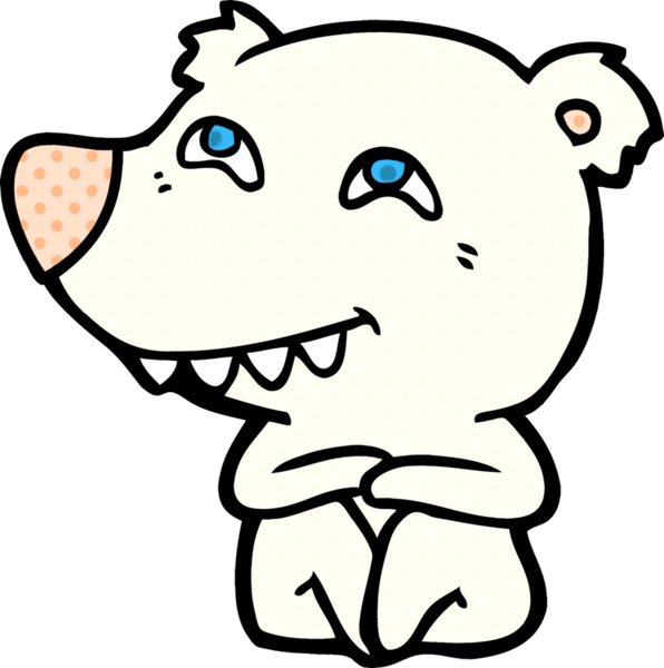 Karikatür kutup ayısı bir insan tarafından çizilmiş dişleri gösteriyor