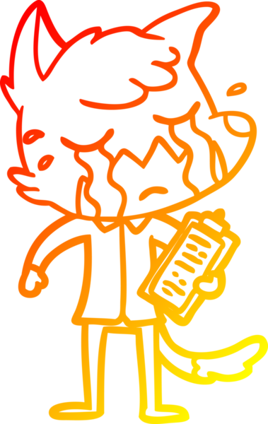 Bir insan tarafından çizilmiş ağlayan bir tilki çizgi filminin sıcak çizgi çizimi