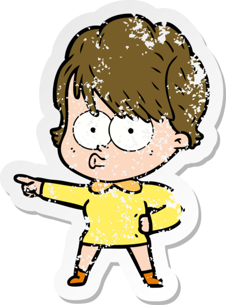 Bir insan tarafından çizilmiş karikatür bir kadının sıkıntılı çıkartması.