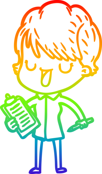 Gökkuşağı gradyan çizgi çizimi bir insan tarafından çizilmiş bir karikatür kadın