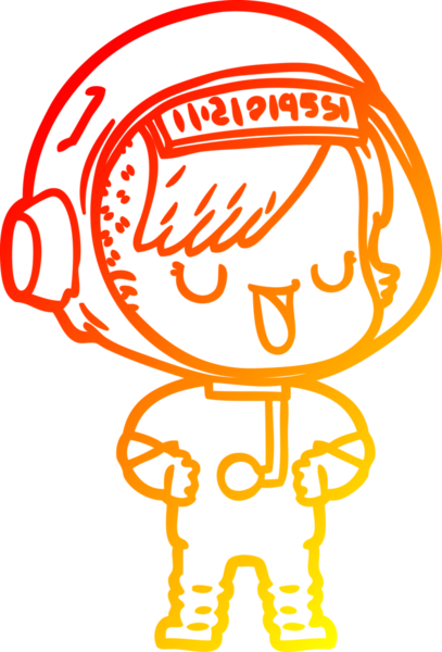 Bir insan tarafından çizilmiş bir astronot kadın çizgi çizimi.