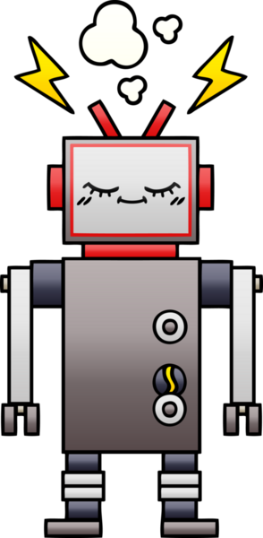 Bir insan tarafından çizilen dans eden bir robotun gölgeli çizgi filmi.