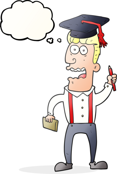 Serbest çizim düşünce balonu karikatürü bir insan tarafından çizilen öğrenciyi strese sokuyor