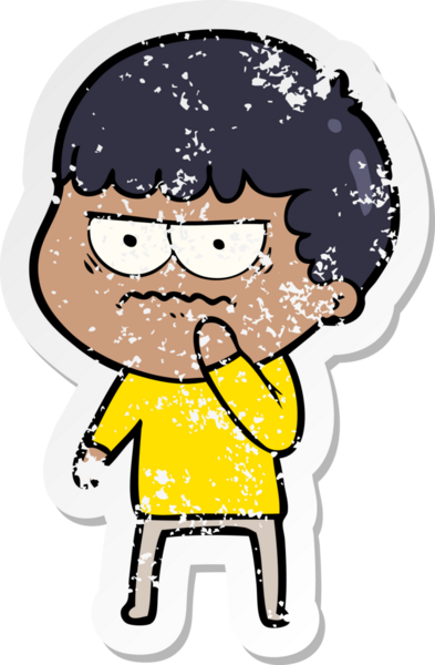 Bir insan tarafından çizilmiş sıkıntılı bir karikatür çıkartması.