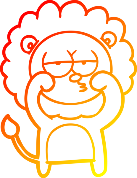 Bir insan tarafından çizilen ve canı sıkılan bir aslanın sıcak çizgi çizimi