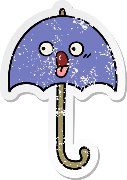 Bir insan tarafından çizilmiş şirin bir şemsiyenin sıkıntılı çıkartması.