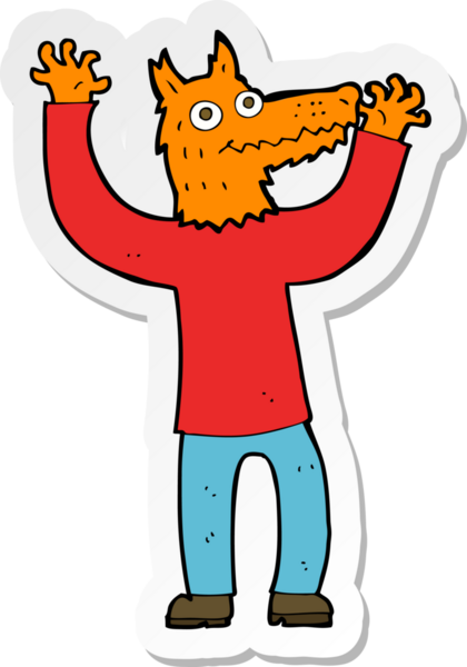 Bir insan tarafından çizilmiş tilki adamın çıkartması.