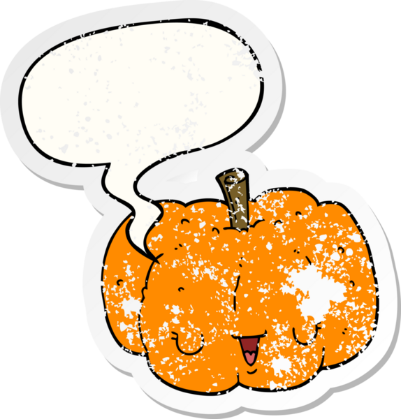 Konuşan balkabağı bir insan tarafından çizilmiş sıkıntılı eski bir çıkartma