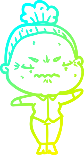 Bir çizgi film çizimi, bir insan tarafından çizilmiş yaşlı bir kadını rahatsız ediyordu.