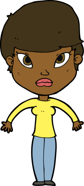 Bir insan tarafından çizilmiş omuz silken çizgi filmdeki kadın.