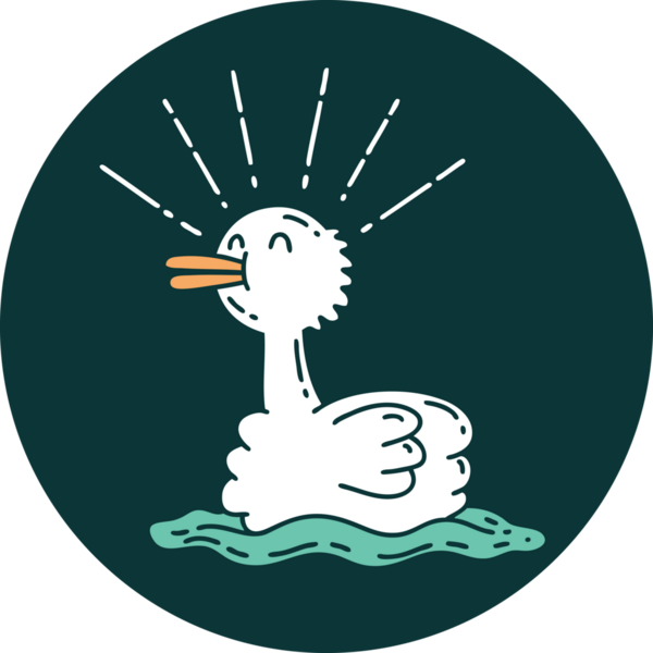 Bir insan tarafından çizilmiş yüzen ördek dövmesi ikonu.