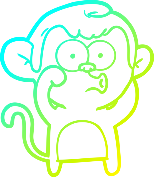 Bir insan tarafından çizilen korna çalan bir maymunun soğuk çizgi çizimi.