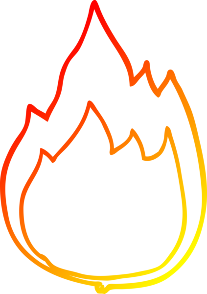 Bir insan tarafından çizilen çizgi film ateşinin sıcak eğim çizgisi.