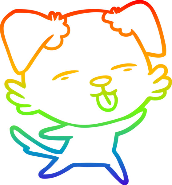 gökkuşağı gradyan çizgi çizimi bir insan tarafından çizilmiş dili dışarı çıkaran bir köpek