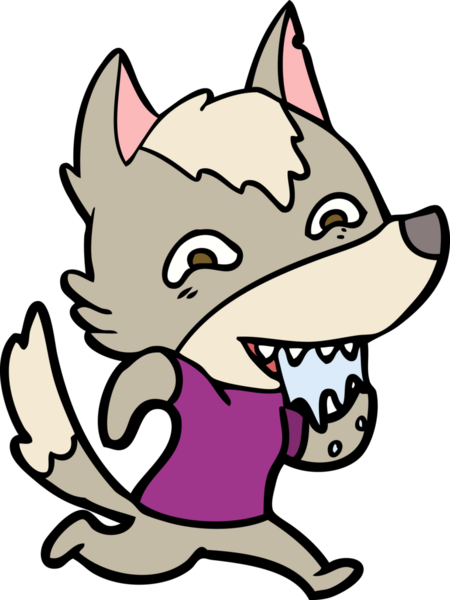 Bir insan tarafından çizilmiş aç kurt çizgi filmi.