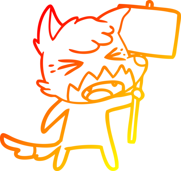 Bir insan tarafından çizilmiş işaretli kızgın bir tilki çizgi çizimi.