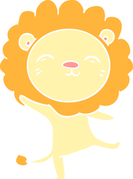 Bir insan tarafından çizilmiş düz renkli çizgi film aslanı