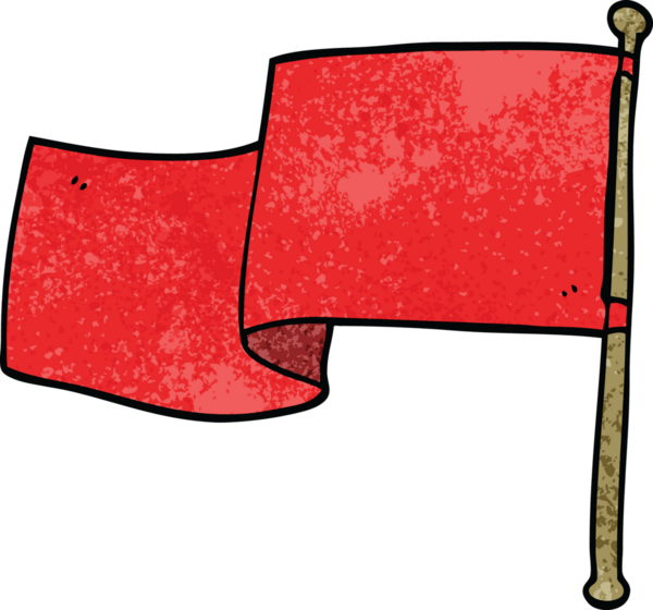Bir insan tarafından çizilmiş kırmızı bayrak.