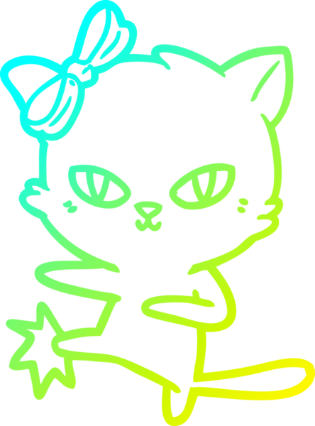 Bir insan tarafından çizilmiş bir çizgi film kedisinin soğuk gradyan çizgisi.