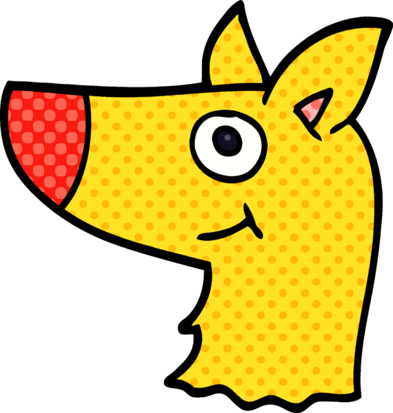 Bir insan tarafından çizilmiş gülen köpek suratı.