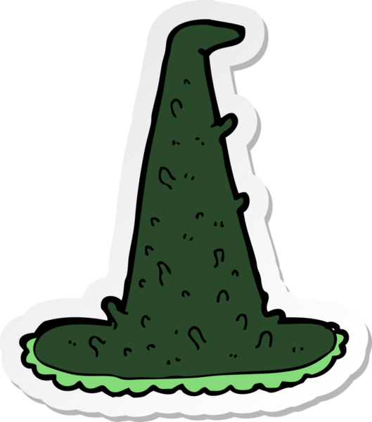 Bir insan tarafından çizilmiş ürkütücü cadı şapkasının çıkartması.