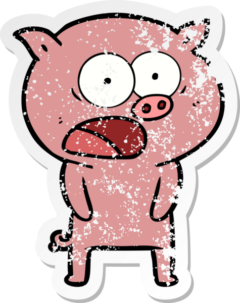 Bir insan tarafından çizilmiş bağıran bir domuzun sıkıntılı çıkartması.