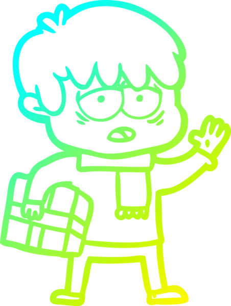 Bir insan tarafından çizilmiş, bitkin bir çocuğun soğuk çizgi çizimi.