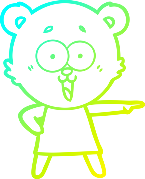 Bir insan tarafından çizilmiş, gülen bir oyuncak ayı çizgi filmi.