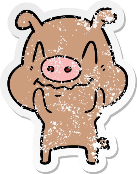 Bir insan tarafından çizilmiş sinirli bir domuzun sıkıntılı çıkartması.