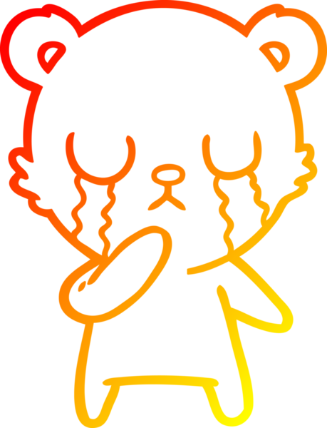 Bir insan tarafından çizilen ağlayan kutup ayısı karikatürünün sıcak çizgi çizimi