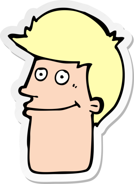 Bir insan tarafından çizilmiş gülümseyen bir çizgi film çıkartması.