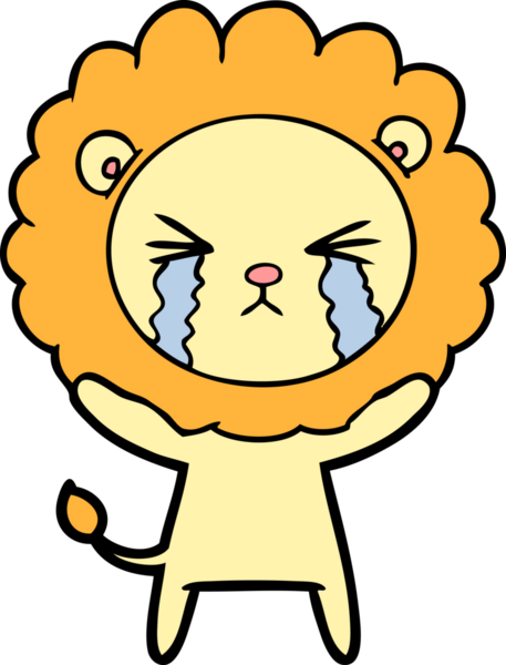 Bir insan tarafından çizilmiş ağlayan bir aslan.