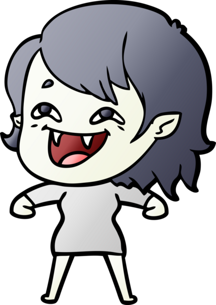 Bir insan tarafından çizilmiş gülen vampir kız çizgi filmi.