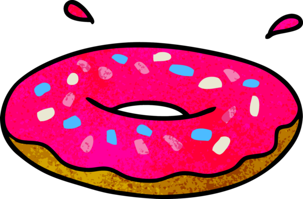 Bir insan tarafından çizilmiş buzlu halka şeklinde bir çöreğin el yapımı karikatürü.