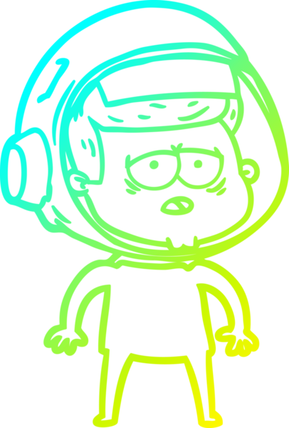 Bir insan tarafından çizilmiş soğuk gradyan çizgi çizimi yorgun astronot