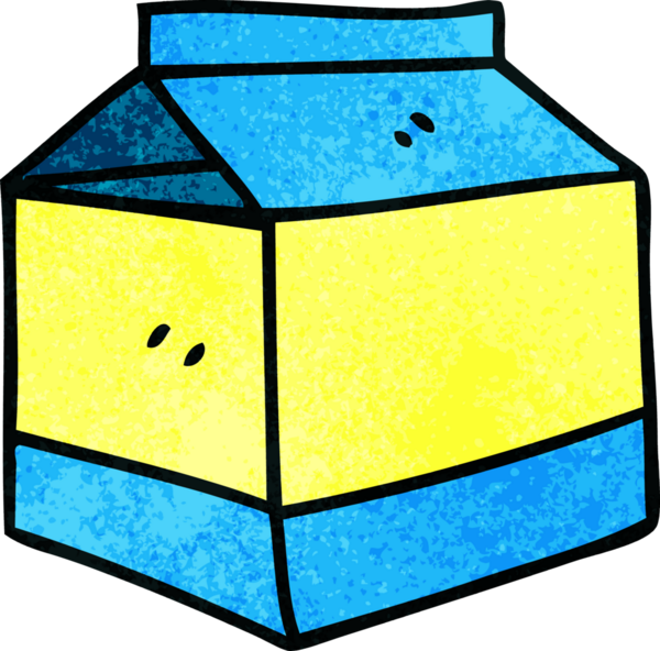 Bir insan tarafından çizilmiş tuhaf bir karton meyve suyu çizilmiş.