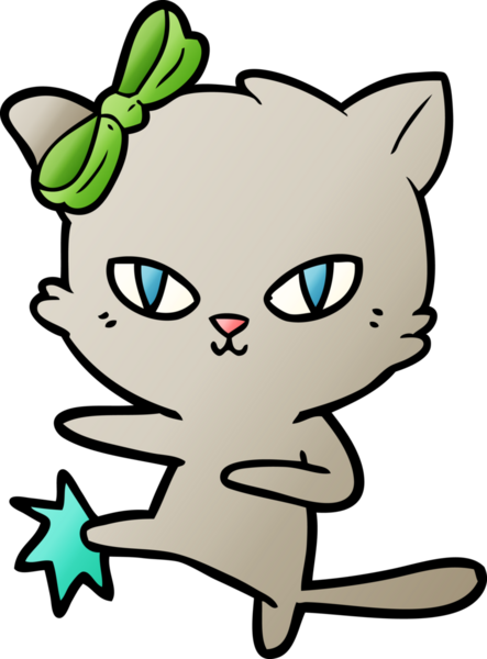 Bir insan tarafından çizilmiş sevimli çizgi film kedisi.