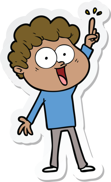 Bir insan tarafından çizilmiş mutlu bir adamın çıkartması.